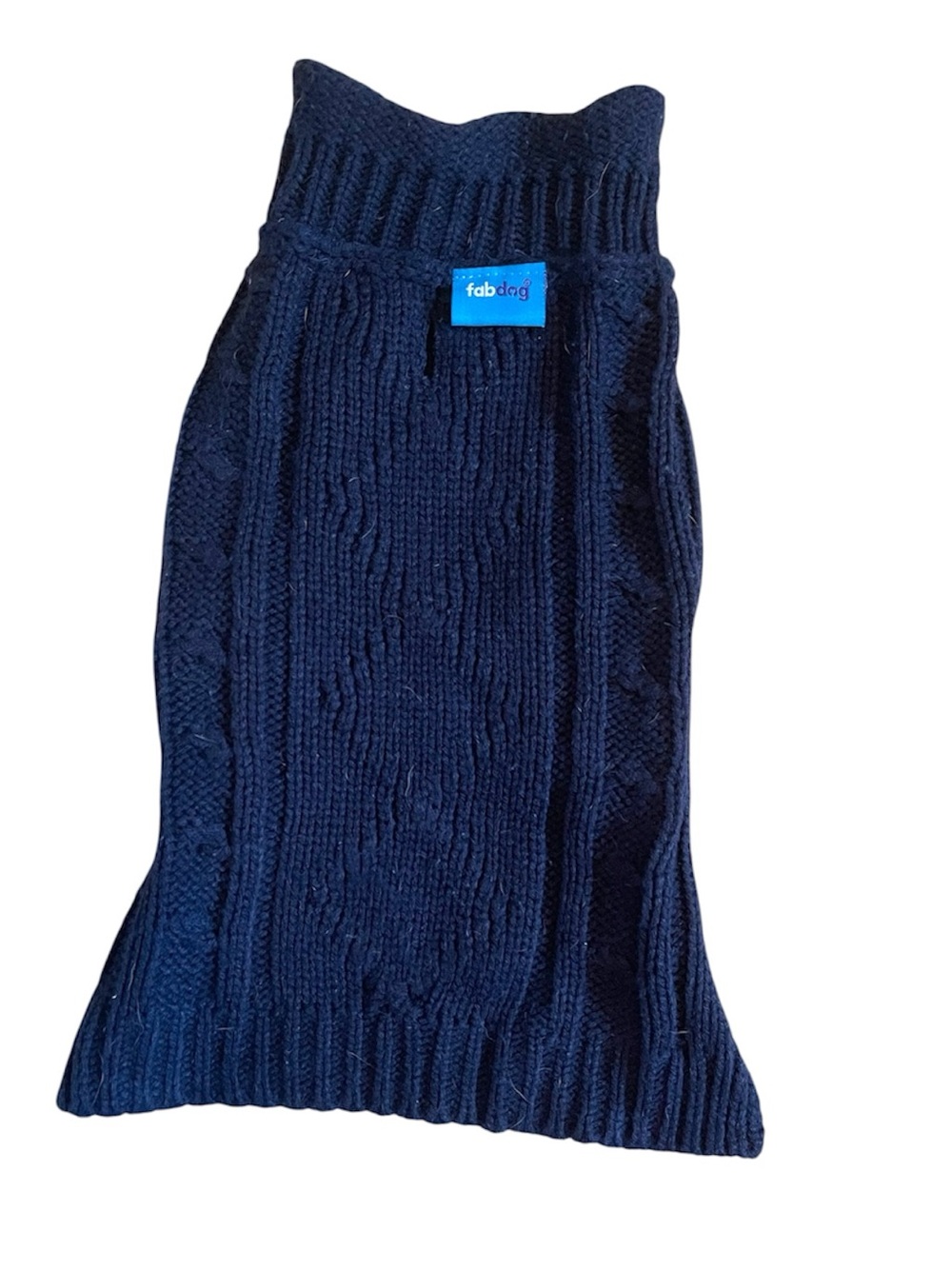 Fabdog Navy Cable-Knit Dog Sweater